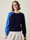 COMOBOCA 100% Cashmere Women's Color Block Knit Sweater