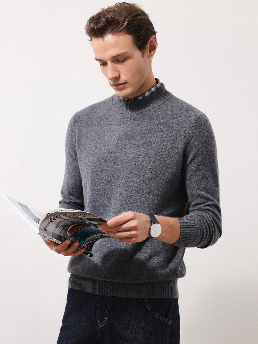 100% Cashmere Men's Mock Neck Knit Sweater – COMOBOCA