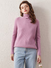 COMOBOCA PURPLE 100% Wool Women's All-in-One Knit Turtleneck Sweater
