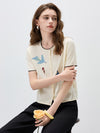 COMOBOCA Women's Embroidered Short Sleeve Cardigan