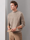 COMOBOCA BEIGE 100% Cashmere Men's Ribbed Mock Neck Sweater
