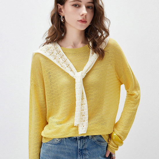 COMOBOCA Cloudy Women's Tie-Front Lace Knit Shawl