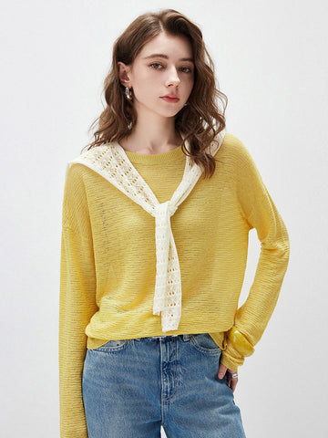 COMOBOCA Cloudy Women's Tie-Front Lace Knit Shawl