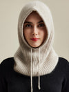 COMOBOCA 100% Cashmere Women's Ribbed Cozy Reversible Knit Hood