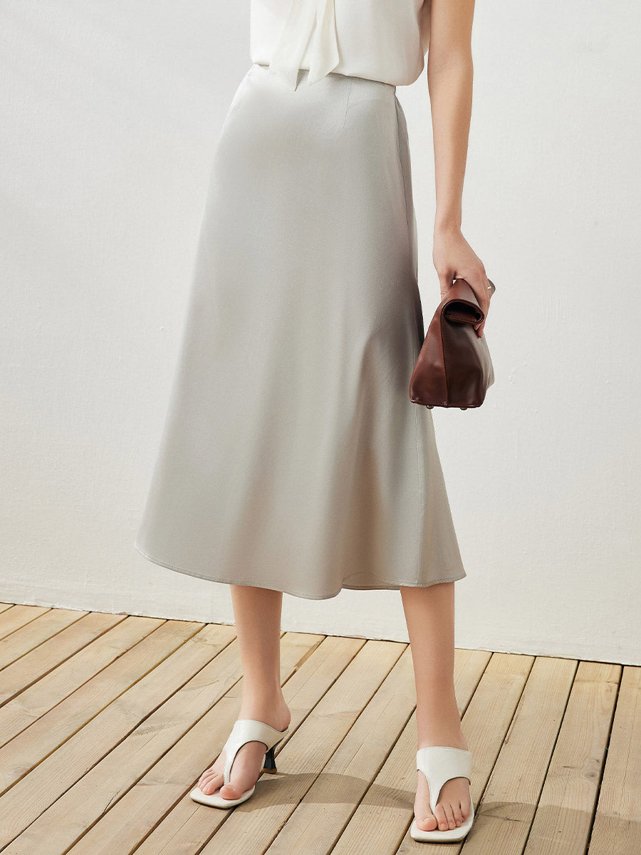 COMOBOCA Women's Elastic Waistband Chic Midi Skirt