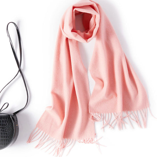 COMOBOCA Pink 100% Wool Fringe Versatile Scarf