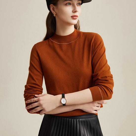 COMOBOCA Caramel 100% Wool Worsted Women's Elegant Sweater