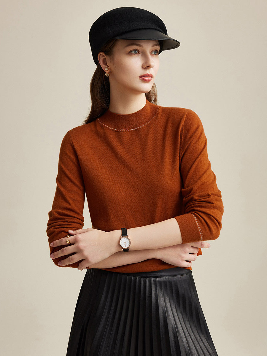 COMOBOCA Caramel 100% Wool Worsted Women's Elegant Sweater