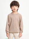 COMOBOCA LIGHT BROWN 100% Wool Kids' Round Neck Plain 100% Sweater