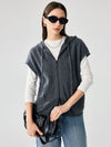 COMOBOCA Gray 100% Cashmere Women's Hooded Double-Head Zipper Vest