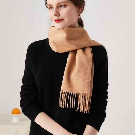 COMOBOCA CAMEL 100% Cashmere Plain Scarf