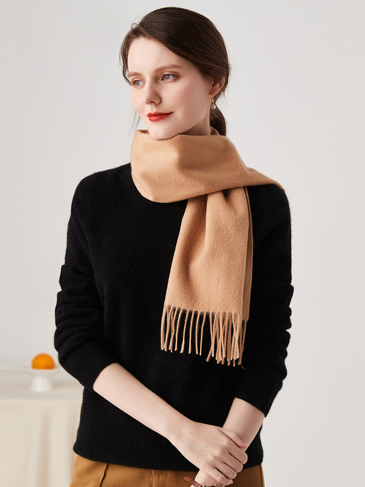 COMOBOCA CAMEL 100% Cashmere Plain Scarf