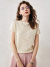 COMOBOCA Cream Women's Lace Patterned Knit T-Shirt