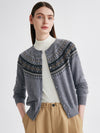 COMOBOCA 100% Cashmere Women's Fair Isle Cardigan Sweater