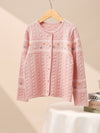 COMOBOCA 100% Wool Kid's Floral Embroidered Cable Knit Cardigan
