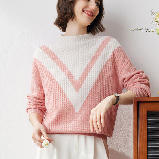 COMOBOCA 100% Cashmere Women's Mock Neck Knit Sweater