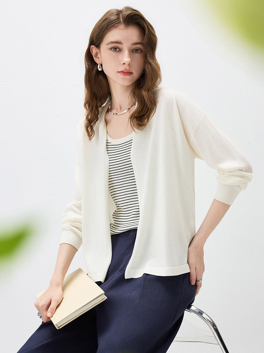 COMOBOCA Women's Open Front Knit Cardigan