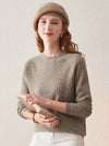 COMOBOCA 100% Cashmere Women's Round Neck Ribbed Knit Sweater
