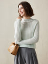 COMOBOCA Moonlight Green Women's Ribbed Mock Neck Knit Sweater