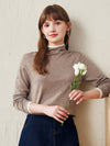 COMOBOCA Coffee Camel 100% Wool Women's Lightweight Turtleneck Sweater