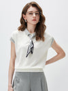 Women’s Mulberry Silk Contrast Collar Striped Knit T-Shirt