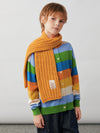 COMOBOCA 100% Wool Kids' Colorful Striped Round Neck Cardigan