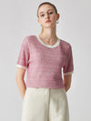 COMOBOCA Pink Women's Chic Striped Knit T-Shirt