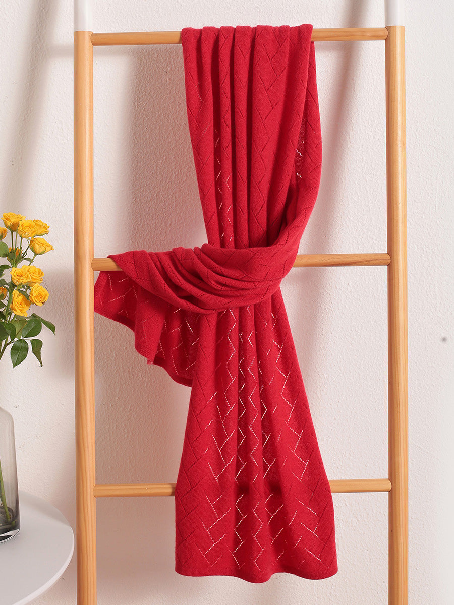 COMOBOCA RED 100% Cashmere Solid Color Scarf