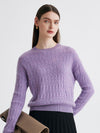 COMOBOCA Purple 100% Cashmere Women's Cable Knit Sweater