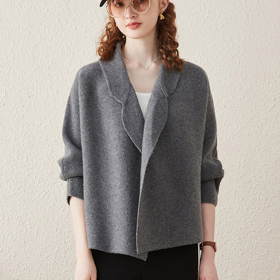 COMOBOCA 100% Wool Women's Loose Knit Blazer Coat