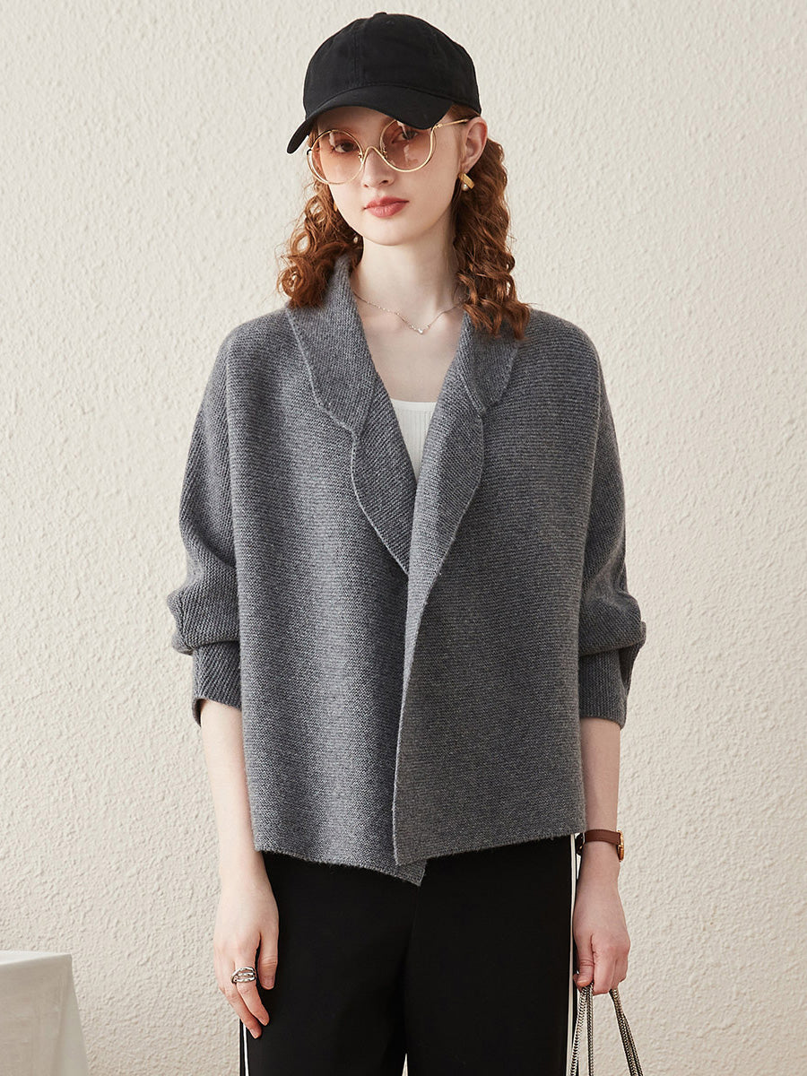 COMOBOCA 100% Wool Women's Loose Knit Blazer Coat