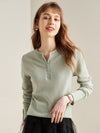 COMOBOCA LIGHT GREEN 100% Cashmere Women's Round Neck Knit Sweater