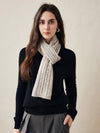 COMOBOCA Light Gray 100% Cashmere Classic Cable Knit Scarf