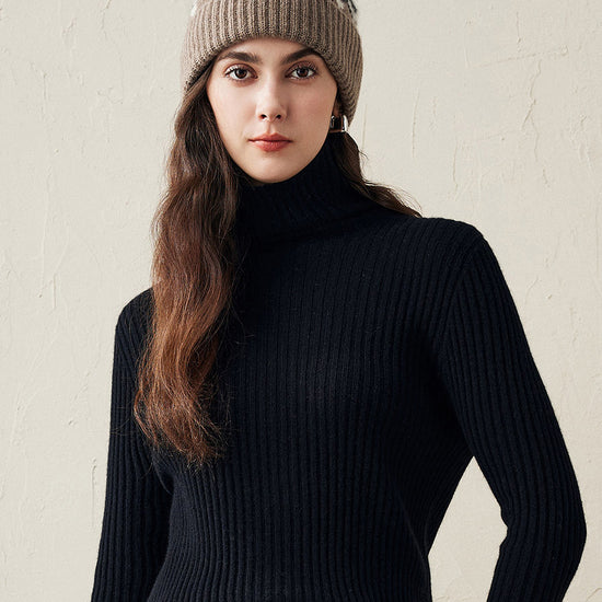 COMOBOCA 100% Cashmere Soft Knit Ribbed Beanie