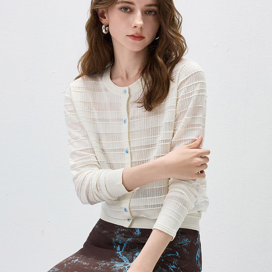 COMOBOCA Women's Textured Ribbed Knit Cardigan