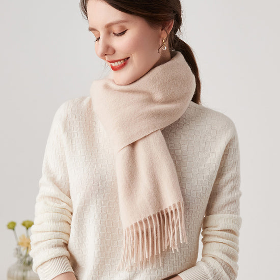 COMOBOCA BEIGE 100% Cashmere Plain Scarf