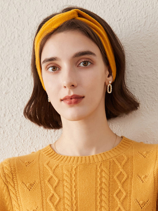 COMOBOCA 100% Cashmere Cozy Knitted Twist Headband