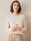 COMOBOCA WHITE 100% Cashmere Women's Loose Knit Sweater