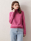 COMOBOCA CRANBERRY 100% Wool Women's Ribbed Turtleneck Sweater
