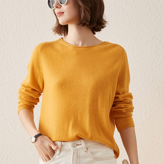 COMOBOCA ORANGE 100% Cashmere Women's Loose Knit Sweater