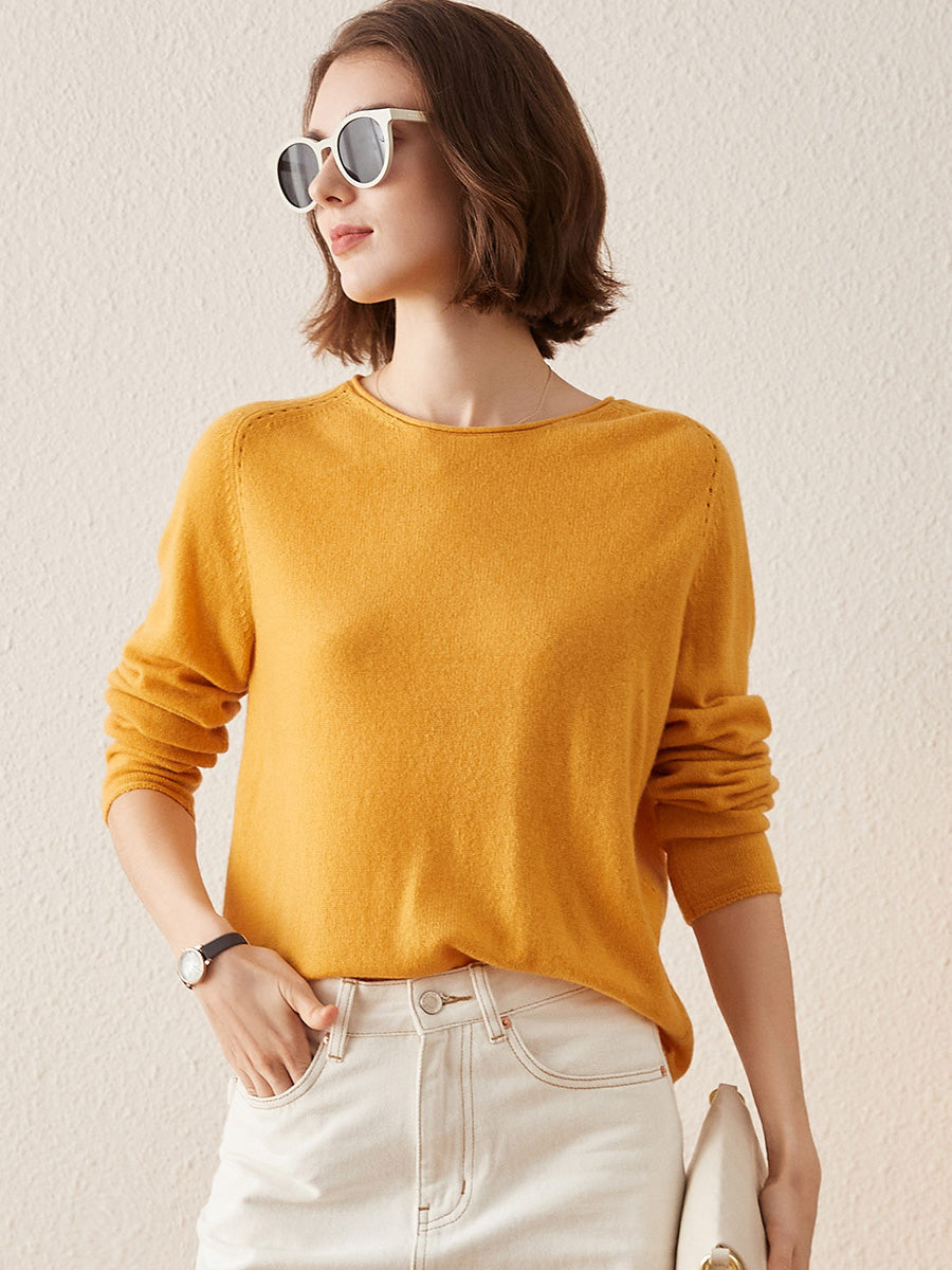 COMOBOCA ORANGE 100% Cashmere Women's Loose Knit Sweater