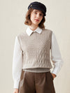 COMOBOCA Beige 100% Cashmere Women's Knitted Sleeveless Sweater Vest