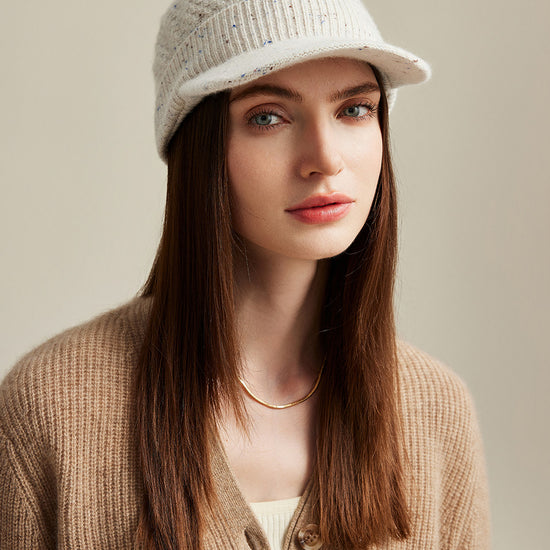 COMOBOCA Cloudy 100% Cashmere Women's Knit Newsboy Cap
