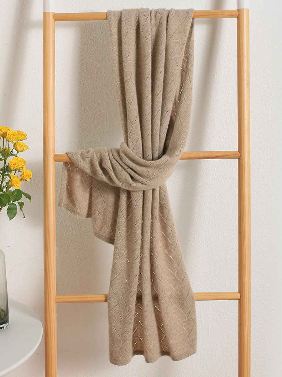 COMOBOCA BROWN 100% Cashmere Solid Color Scarf