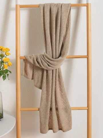 COMOBOCA BROWN 100% Cashmere Solid Color Scarf