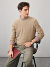 COMOBOCA 100% Cashmere Men's Ribbed Round Neck Knit Sweater