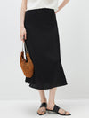 Women's solid color A-line skirt, mulberry silk blend woven