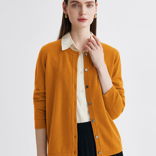 COMOBOCA Peach Blossom 100% Cashmere Women's Button-Up Cardigan