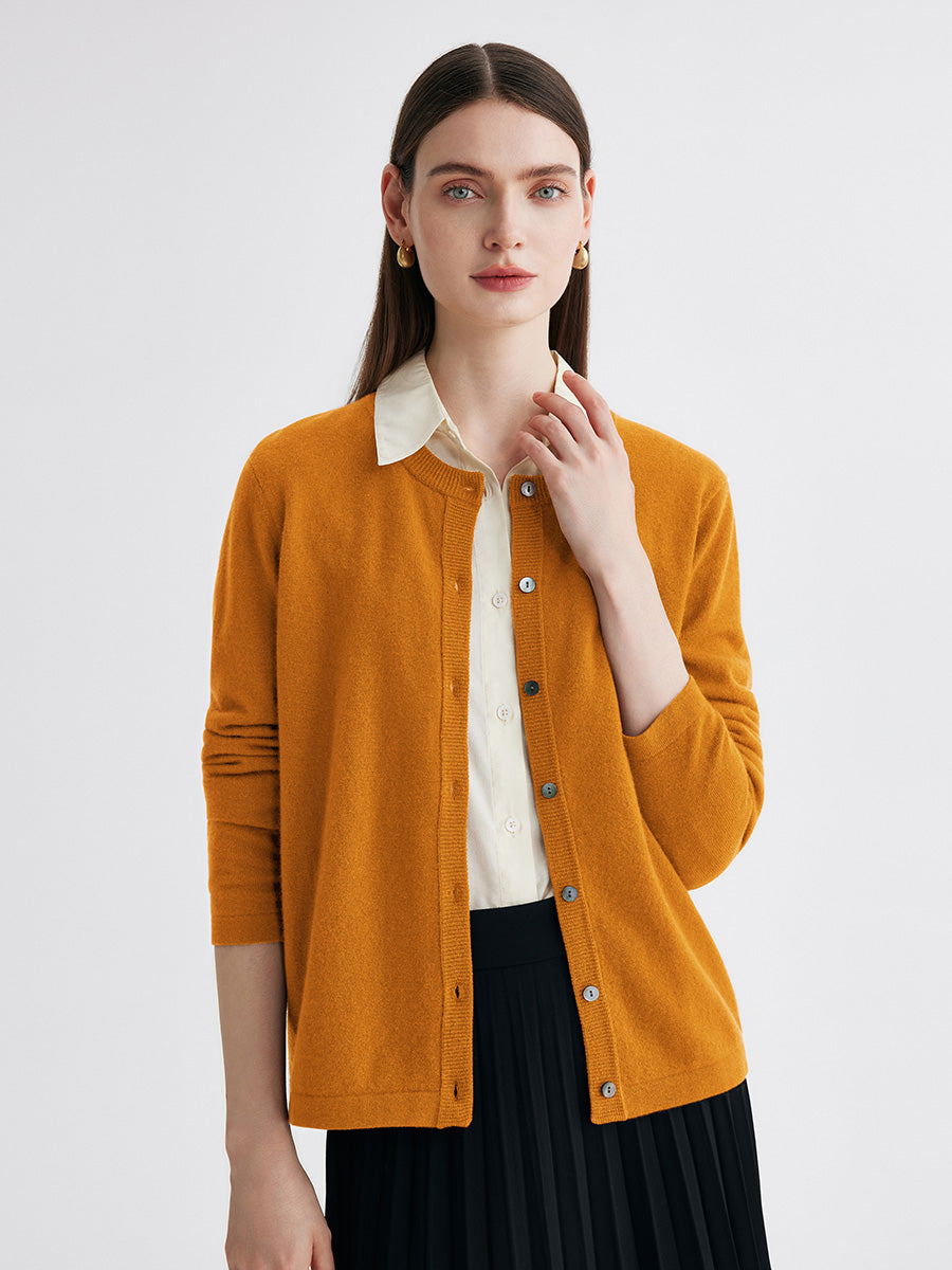 COMOBOCA Peach Blossom 100% Cashmere Women's Button-Up Cardigan