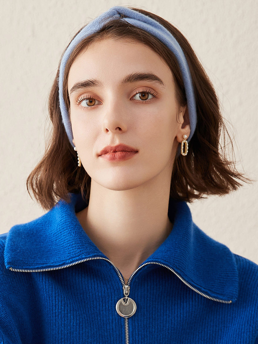 COMOBOCA 100% Cashmere Cozy Knitted Twist Headband